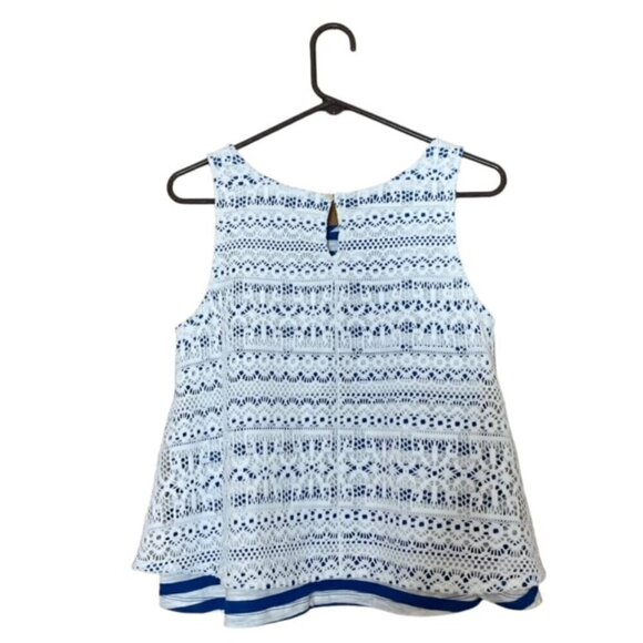 Anthropologie Postmark Crochet Lace Overlay Striped Swing Tank Top - Size XS - Picture 3 of 6